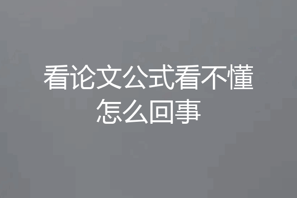 看论文公式看不懂怎么回事