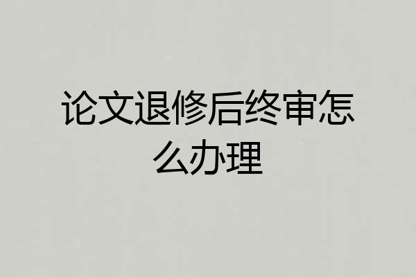 论文退修后终审怎么办理
