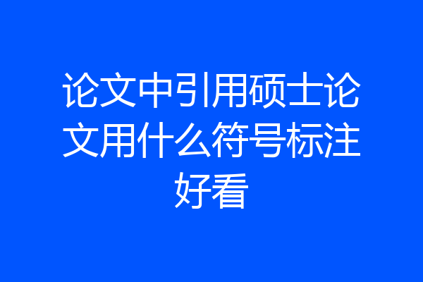 论文中引用硕士论文用什么符号标注好看