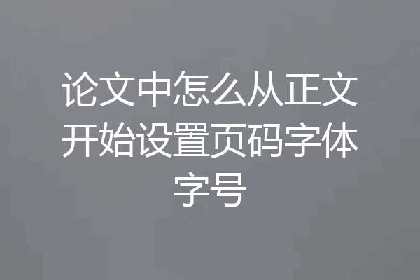 论文中怎么从正文开始设置页码字体字号