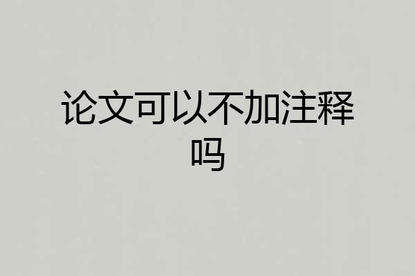 论文可以不加注释吗