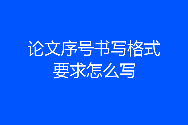 论文序号书写格式要求怎么写