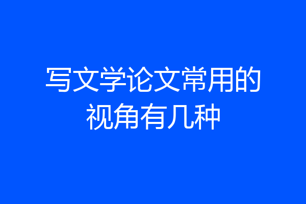 写文学论文常用的视角有几种