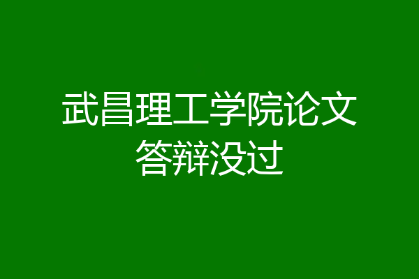 武昌理工学院论文答辩没过