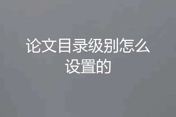 论文目录级别怎么设置的