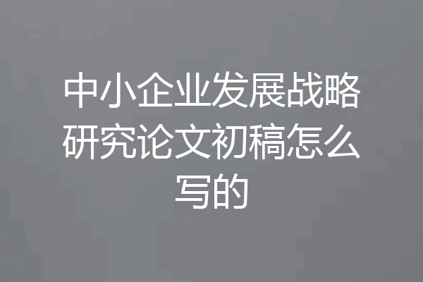 中小企业发展战略研究论文初稿怎么写的