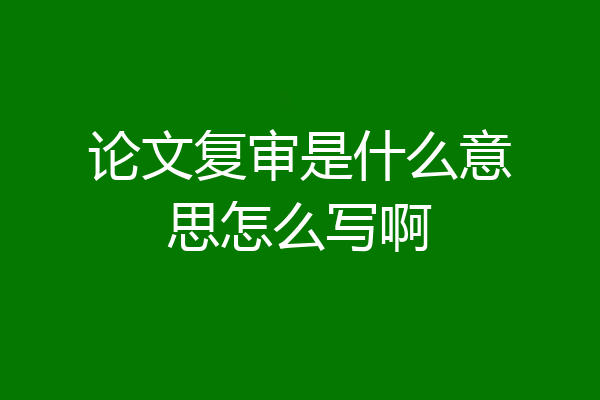 论文复审是什么意思怎么写啊