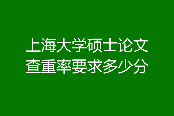 上海大学硕士论文查重率要求多少分