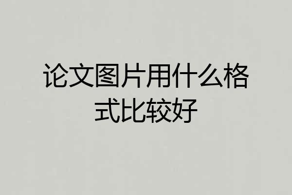 论文图片用什么格式比较好