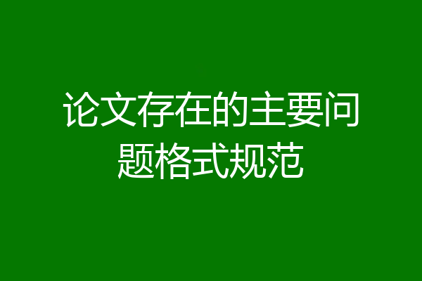论文存在的主要问题格式规范