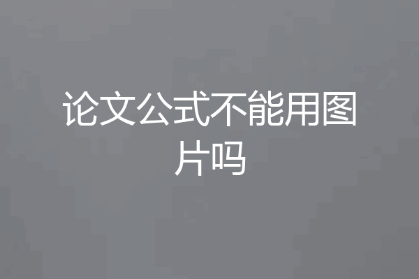 论文公式不能用图片吗