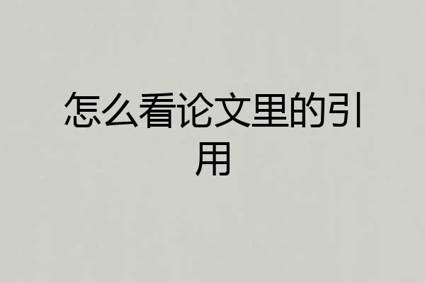 怎么看论文里的引用