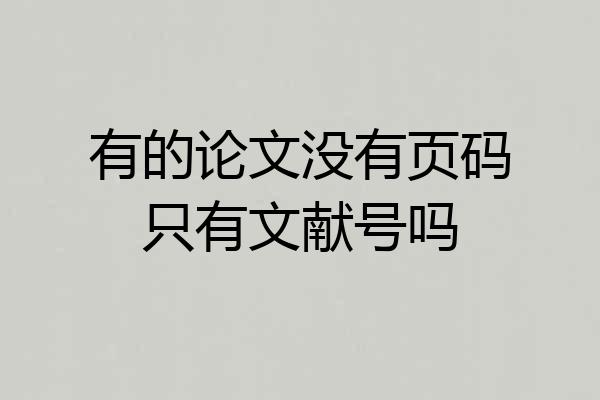 有的论文没有页码只有文献号吗