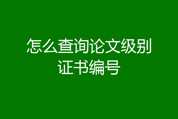 怎么查询论文级别证书编号