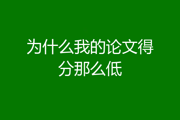 为什么我的论文得分那么低
