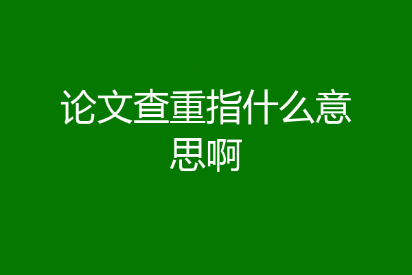 论文查重指什么意思啊