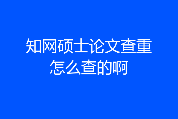 知网硕士论文查重怎么查的啊