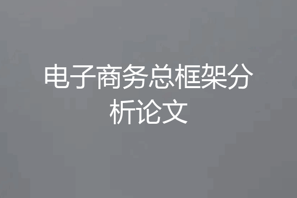 电子商务总框架分析论文