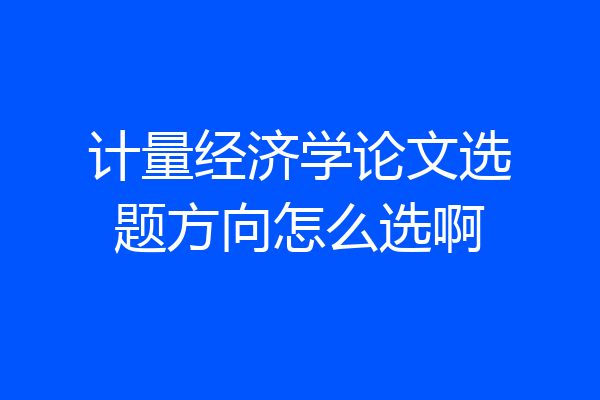 计量经济学论文选题方向怎么选啊