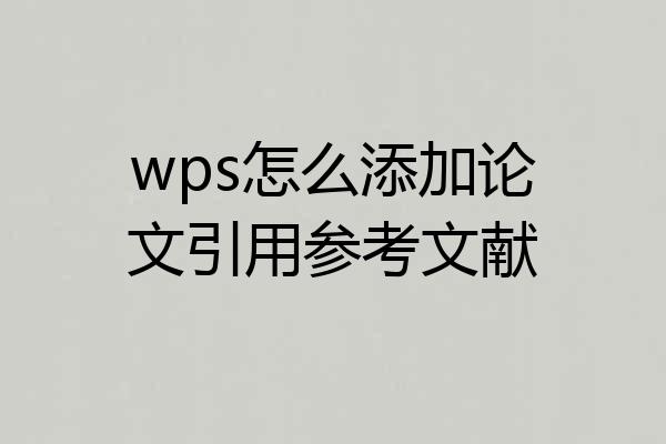 wps怎么添加论文引用参考文献