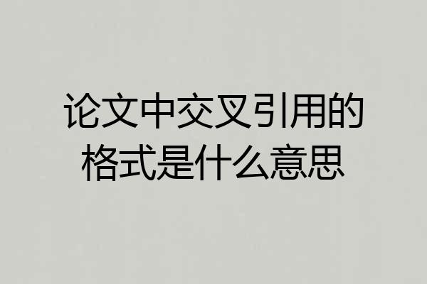 论文中交叉引用的格式是什么意思