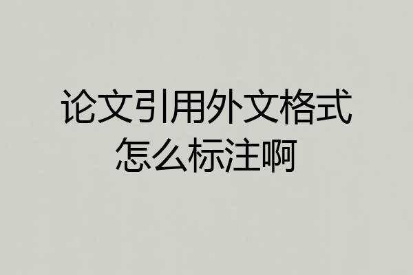 论文引用外文格式怎么标注啊