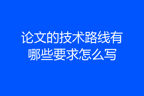 论文的技术路线有哪些要求怎么写