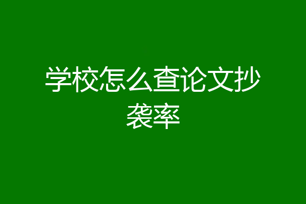 学校怎么查论文抄袭率