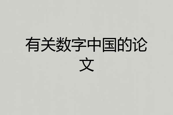 有关数字中国的论文