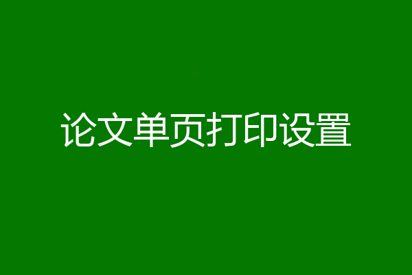 论文单页打印设置