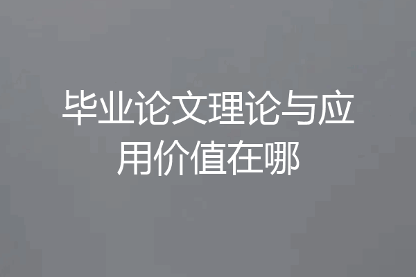 毕业论文理论与应用价值在哪