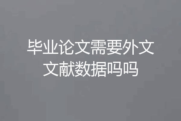 毕业论文需要外文文献数据吗吗
