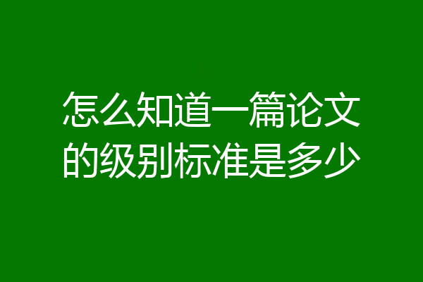 怎么知道一篇论文的级别标准是多少