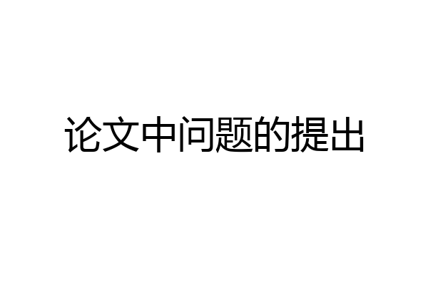 论文中问题的提出