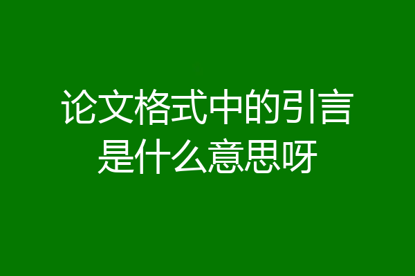 论文格式中的引言是什么意思呀