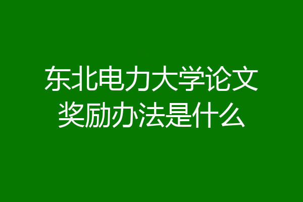 东北电力大学论文奖励办法是什么