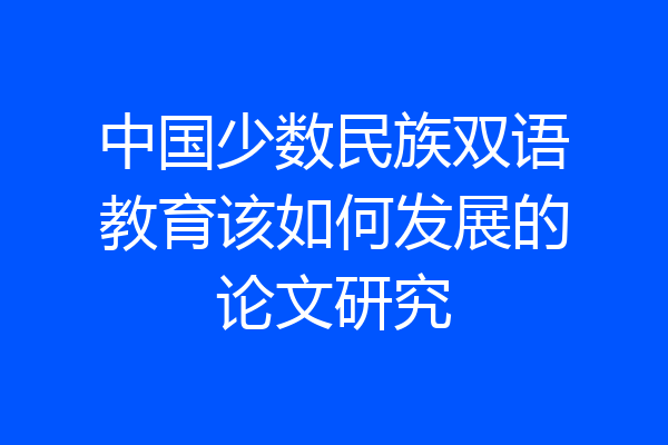 中国少数民族双语教育该如何发展的论文研究