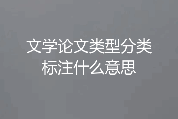 文学论文类型分类标注什么意思
