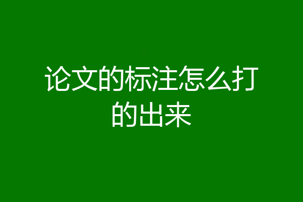 论文的标注怎么打的出来