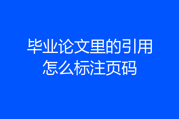 毕业论文里的引用怎么标注页码