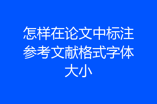 怎样在论文中标注参考文献格式字体大小