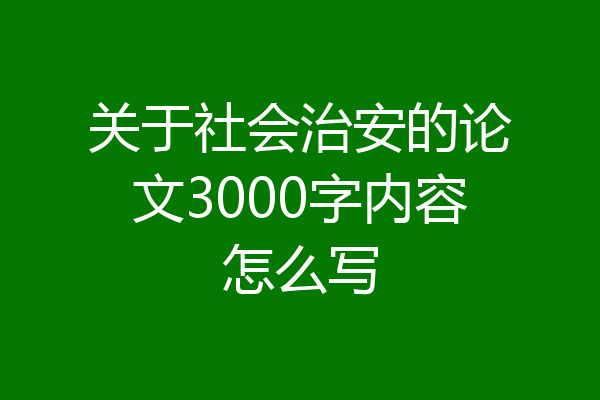 关于社会治安的论文3000字内容怎么写
