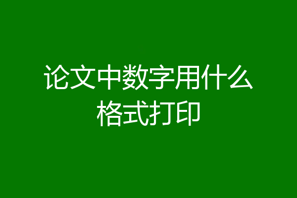 论文中数字用什么格式打印