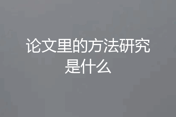 论文里的方法研究是什么