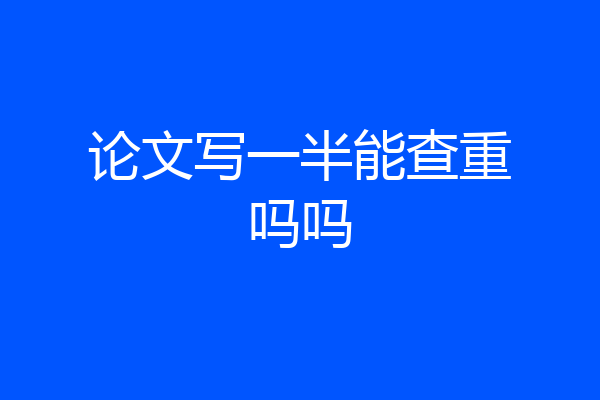 论文写一半能查重吗吗