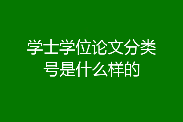 学士学位论文分类号是什么样的