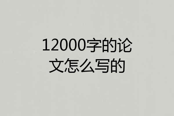 12000字的论文怎么写的