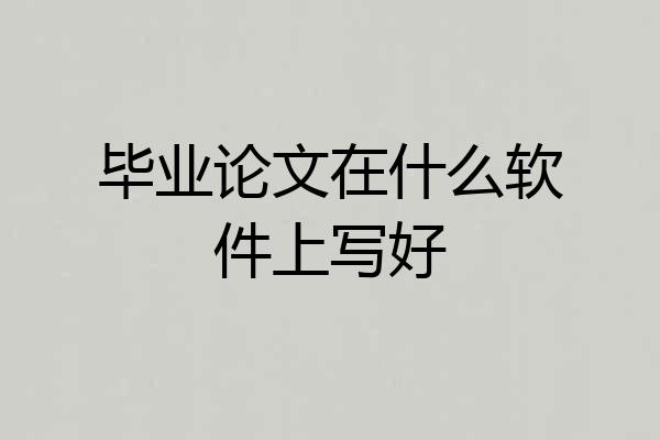 毕业论文在什么软件上写好