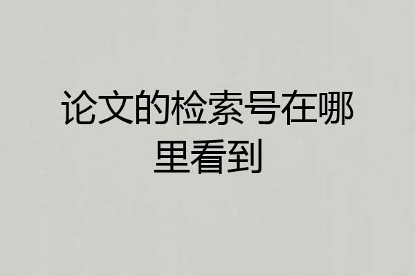 论文的检索号在哪里看到