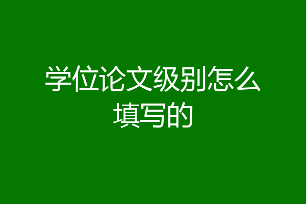 学位论文级别怎么填写的